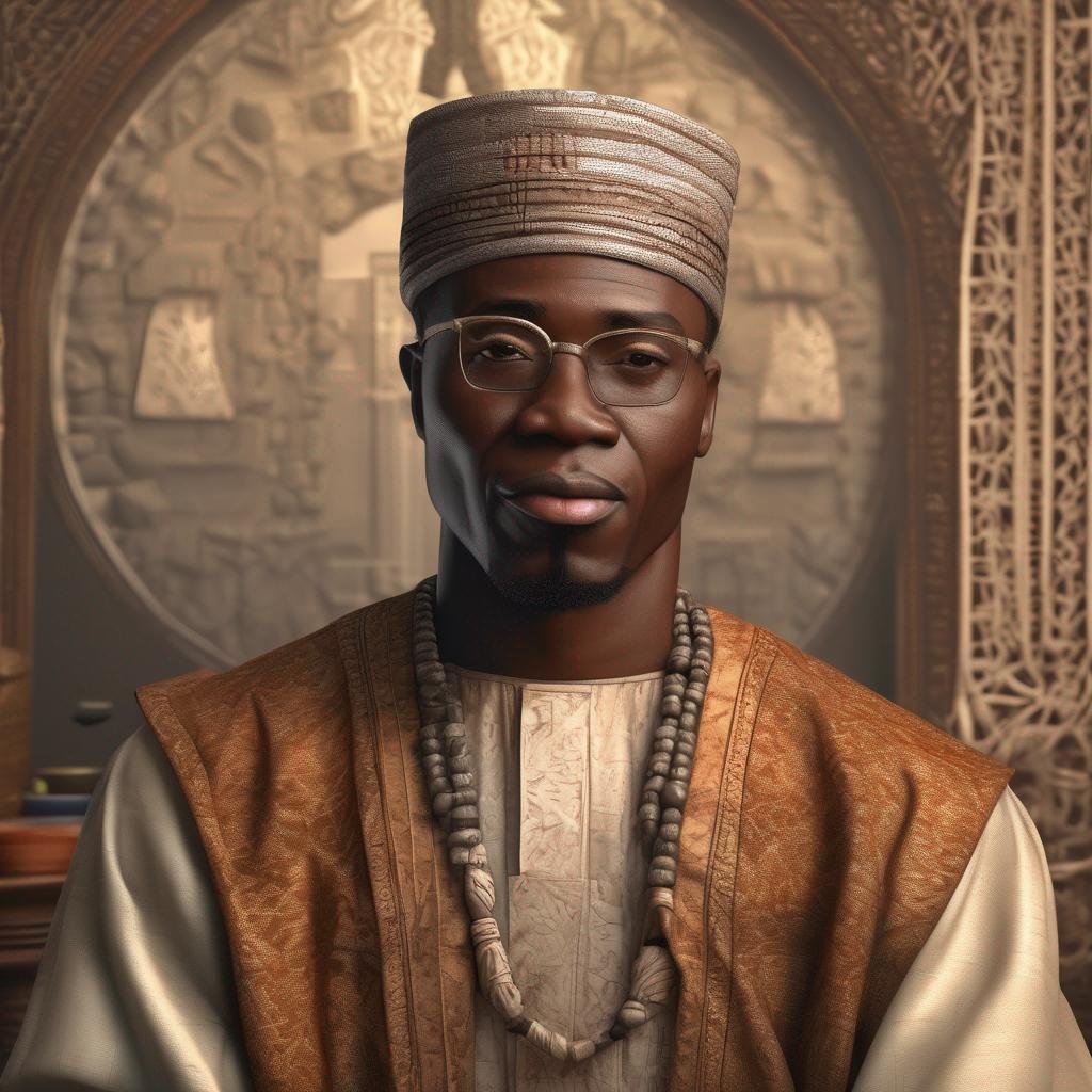 Séduire homme nigerien traditionnellement vêtu avec expression confiante et éclairage chaleureux.jpg