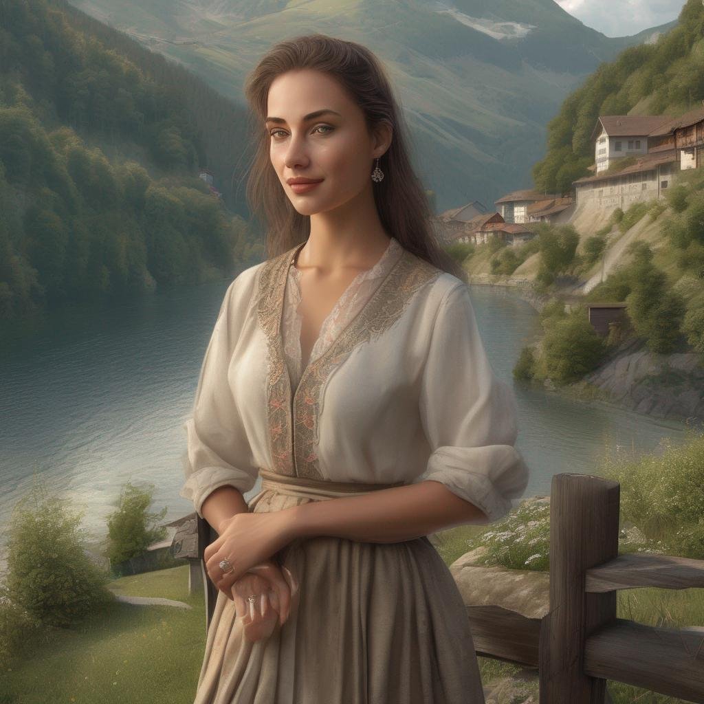 Femme Suisse séduisante avec paysage suisse et détails culturels traditionnels.jpg