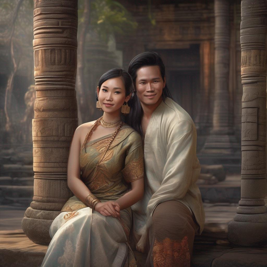 Femme et homme cambodgiens en tenue traditionnelle avec un sourire sincère..jpg